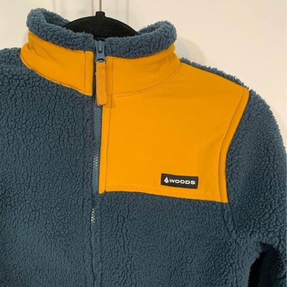 🌳WOODS- heavy teddy coat. Full zip. Size XL (youth). Navy/mustard yellow.… - Picture 3 of 9